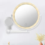  Falra Szerelhető, LED Világítású, Forgatható Sminktükör Háromféle Világítással - Fehér (XR-3100)