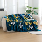  Patura din microplus FLUTURE AURIU SI ALB, verde inchis Dimensiune: 160 x 200 cm Patura