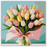 Számfestő Színes tulipán csokor - számfestő készlet - keretre feszítve - 30x30 cm (crea_tulipan_1)