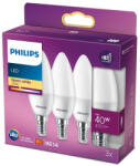 Philips 3 db LED-es gyertyakörte készlet E14 B35 4, 9W = 40W 470lm 2700K meleg matt PHILIPS (8719514310070)