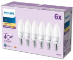 Philips 6 db LED-es gyertyakörte készlet E14 B35 4, 9W = 40W 470lm 2700K meleg matt PHILIPS (8719514459991)