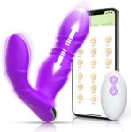 SuperLove Powerful Thrusting Wearable Dildo with Remote Purple Vibrator