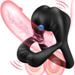 SuperLove Sexy Lip Dual Penis Ring Black Inel pentru penis