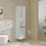 Hansgrohe Xelu Q magas ajtós szekrény 165x40x35 cm baloldali ajtópánt, matt fekete fogantyú/magasfényű fehér 54135670 (54135670)