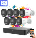 Uniview 7 kamerás IP kamera rendszer 4MP színes éjszakai látással