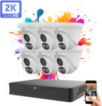 Uniview 6 dome kamerás IP kamera rendszer 4MP színes éjszakai látással