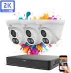 Uniview 3 dome kamerás IP kamera rendszer 4MP színes éjszakai látással