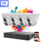 Uniview 4 dome kamerás IP kamera rendszer 4MP színes éjszakai látással