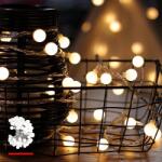 ProGarden 16 m-es 80 LED-es gömb hálózati kerti fényfüzér, IP 44, hálózati adapterrel, meleg fehér (AX8779250)