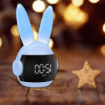  Nyuszis Ébresztőóra és Éjszakai Fény Gyerekeknek, Digitális Kijelzővel - Kék (F9_kek)