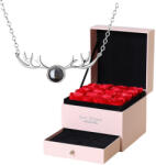  Best Wishes ajándékdoboz rózsákkal és ajándék ezüst lánccal (BestWishes_giftbox)
