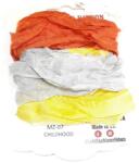  Szatén szalag válogatás, narancs, lilásszürke, sárga. Mérete: 3 x 2cm x 1, 2 m