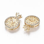  Arany Színű Cirkónia Strasszos Korona Bedugós Fülbevaló Alap Félig Átfúrt Gyöngyhöz 21x16mm