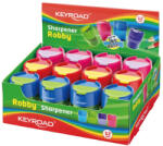 Keyroad Hegyező 2 lyukú tartályos, fedeles, fém belsővel 12 db/display Keyroad Robby vegyes színek - vegyesbolt
