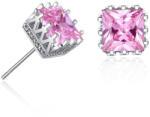  Beszúrós négyzet kristály fülbevaló pink-whitegold