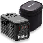 Verbatim Adaptor calatorie universal Verbatim 32125 GaN III, 140W, 2 x USB-C® PD 3.1 & QC 4+ 140W, 1 x USB-C PD 3.0 18W / 1 x USB-A QC 3.0 18W, Negru (32125)