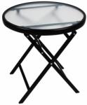 divero Masă de depozitare cu blat din sticlă, neagră, Ø 45 cm, oțel (GM36492)