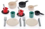 Ecoiffier Tigaie cu set de prânz 100% Chef Écoiffier cu oale farfurii tacâmuri și cești 18 piese de la 18 luni (ECO10973) Bucatarie copii