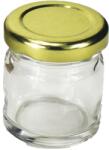 Gastro Befőttes üveg 41 ml, 8 darabos készlet, kerek, átlátszó, arany fedéllel