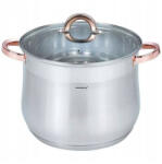 Klausberg Oala Klausberg KB 7797, 18, 7 L, 32 cm, Capac din sticla, Fund multistrat, Inductie, Inox/roz auriu (KB 7797)