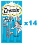 Dreamies Meaty Sticks Finom lazacos rudacskák felnőtt macskáknak 14x30 g