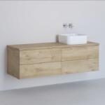 Kronenbach Cube szekrény pulttal 141x48.7x44.5 cm mosdókagyló alá akasztható tölgy KBWTKOWTL1414GH (KBWTKOWTL1414GH)