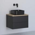 Kronenbach Cube szekrény pulttal 61x48.7x44.5 cm mosdókagyló alá akasztható fekete-tölgy KBWTKOWTL612SMGH (KBWTKOWTL612SMGH)