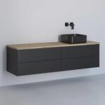 Kronenbach Cube szekrény pulttal 161x48.7x44.5 cm mosdókagyló alá akasztható fekete-tölgy KBWTKOWTL1614SMGH (KBWTKOWTL1614SMGH)
