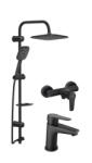 FERRO Set de dus Negru mat Tempoline Robot+Baterie dus Ferro BTR7BL+Baterie lavoar BTR2BL