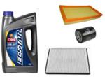 ECSTAR Suzuki Ignis olajcsere szett 2003-2007, 1.3-1.5 benzin levegőszűrő, olajszűrő, pollenszűrő, Suzuki gyári motorolaj ECSTAR 10w30 4L (99000-21E30-047, 13780-86G00, 16510-61A01, 95860-78F10)