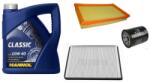 Mannol Suzuki Ignis olajcsere szett 1.3-1.5 benzin levegőszűrő, olajszűrő, pollenszűrő, Mannol Defender, Mannol Classic 10w40 4L (13780-86G00, 16510-61A01, 95860-78F10)
