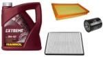 Mannol Suzuki Ignis olajcsere szett 1.3-1.5 benzin levegőszűrő, olajszűrő, pollenszűrő, Mannol Extreme 5w40 4L (13780-86G00, 16510-61A01, 95860-78F10)