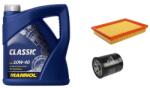 Mannol Suzuki Swift III 2005-2010.09 olajcsere szett 1.3-1.5 benzin - levegőszűrő, olajszűrő, Mannol Defender, Mannol Classic 10w40 4L (13780-62J00, 16510-61A01)