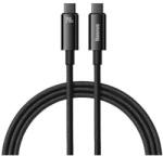  USB Type-C töltő- és adatkábel, USB Type-C, 100 cm, 240W, törésgátlóval, gyorstöltés, PD, Baseus Tungsten Gold, CAWJ040001, fekete - domshop