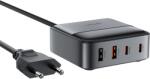 ACEFAST Z6 hálózati töltő 2xUSB-A és 2xUSB-C csatlakozással 65W 5A GaN PD QC - fekete