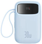 Baseus QPow 2 powerbank 1xUSB-A és 1xUSB-C csatlakozással beépített 2xType-C kábellel 10000mAh 30W 3A PD QC - kék