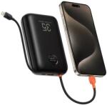 VEGER K3 (W3018) powerbank 1xUSB-A és 1xUSB-C csatlakozással beépített Type-C és Lightning kábellel 30000mAh 35W PD QC3.0 - fekete