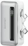 USAMS 4K5CD23302 XB Series PlugOn powerbank beépített Type-C/Lightning csatlakozóval 4500mAh 20W PD - ezüst színű
