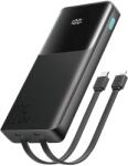 JOYROOM JR-PBF19 powerbank 1xUSB-A és 1xUSB-C csatlakozással beépített Type-C és Lightning kábellel 10000mAh 22.5W 3A PD QC - fekete