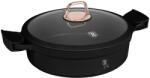 Berlinger Haus Cratiță cu capac 28 cm, 4.2L - Berlinger Haus Black Rose Collection BH 1455, antiaderentă, cu mânere de silicon detașabile, design elegant