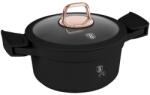 Berlinger Haus Oală cu capac și mânere de silicon detașabile 20 cm, 2.8L - Berlinger Haus Black Rose Collection BH 1456, neagră, cu strat antiaderent cu titan