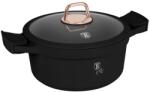 Berlinger Haus Oală cu capac și mânere de silicon detașabile 24 cm, 4.4L - Berlinger Haus Black Rose Collection BH 1457, neagră, strat antiaderent cu titan, pentru gătit sănătos