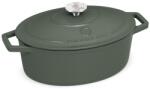 Berlinger Haus Oală din fontă emailată ovală cu capac 30 cm, 4.65L - Berlinger Haus Green Matte Collection BH 6545, verde, ideală pentru cuptor și rețete rustice