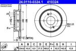 ATE Disc frana spate KIA Picanto I/II, Hyundai I10 I ATE 24.0110-0324.1 (24.0110-0324.1)