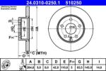 ATE Disc frana spate PowerDisc Opel Astra G/H, Meriva A ATE 24.0310-0250.1 (24.0310-0250.1)