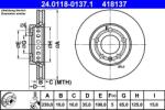 ATE Disc frana fata Skoda Fabia I/II, VW Polo III ATE 24.0118-0137.1 (24.0118-0137.1)