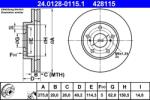 ATE Disc frana fata Toyota Camry, Avensis Verso ATE 24.0128-0115.1 (24.0128-0115.1)