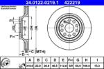 ATE Disc frana Audi A3, VW Passat B6 ATE 24.0122-0219.1 (24.0122-0219.1)