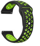 Mybandz 20SKU4578 lélegző szilikon óraszíj / fekete-zöld / 20mm (20SKU4578) - ebolt
