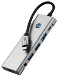 Tech-Protect Hub USB-C Tech-Protect HB04 9-in-1, 2 x USB-A, 1 x USB-A 3.0, 2 x USB-C, 1 x HDMI, 1 x SD, 1 x microSD, 1 x Jack 3.5mm (Gri)